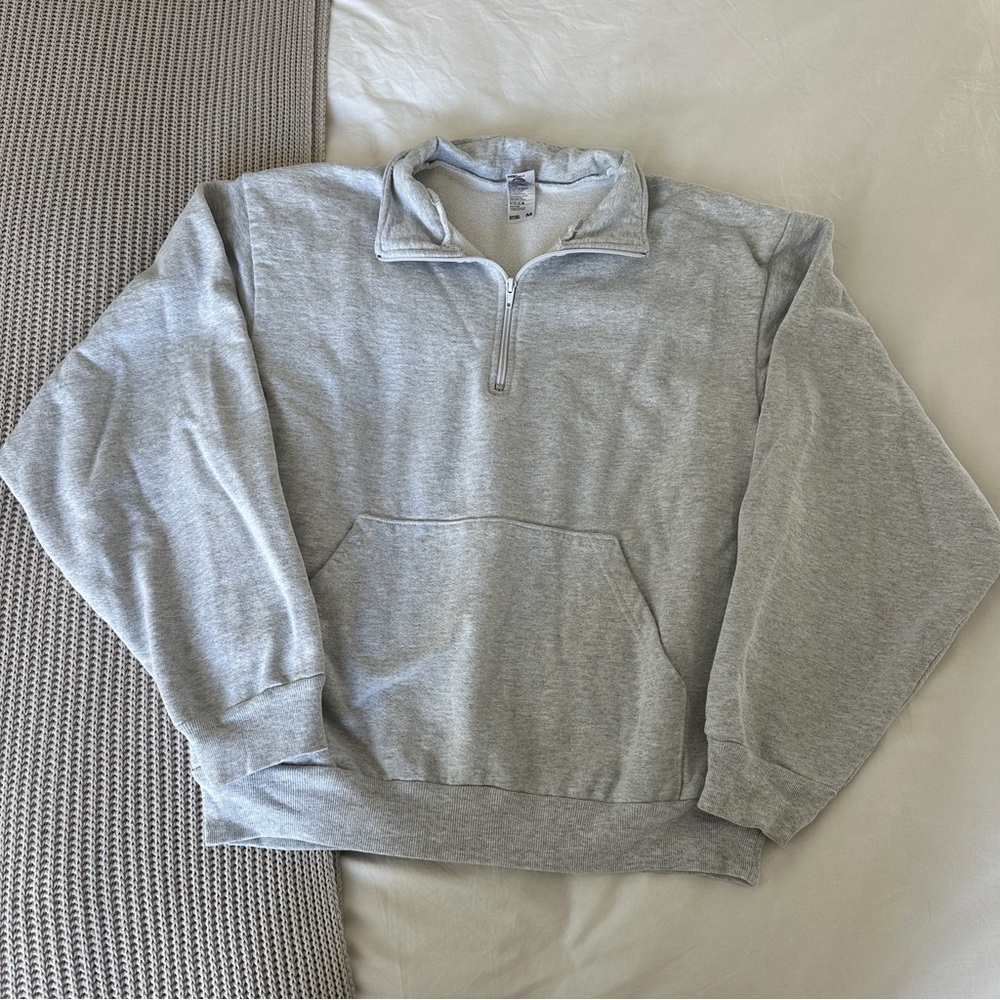 Los Angeles Apparel Half Zip Cropped Sweatshirt